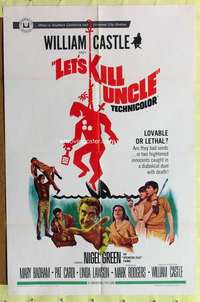t693 LET'S KILL UNCLE one-sheet movie poster '66 William Castle horror!