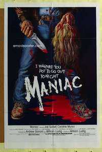 t705 MANIAC one-sheet movie poster '80 wild gory Gaia horror artwork!