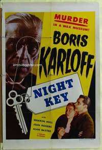 t719 NIGHT KEY one-sheet movie poster R54 spooky Boris Karloff image!
