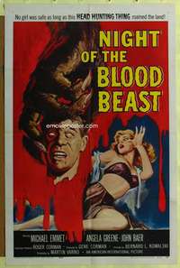 t720 NIGHT OF THE BLOOD BEAST one-sheet movie poster '58 head hunting!