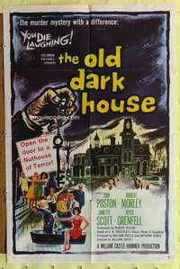 t727 OLD DARK HOUSE one-sheet movie poster '63 Hammer, William Castle