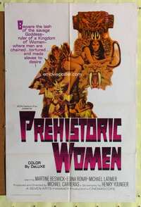 t737 PREHISTORIC WOMEN one-sheet movie poster '66 sexy cave babes!