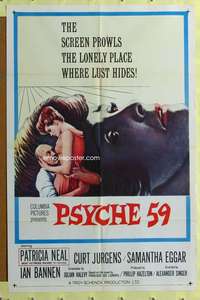 t740 PSYCHE '59 one-sheet movie poster '64 Patricia Neal, Curt Jurgens