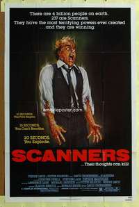 t754 SCANNERS one-sheet movie poster '81 David Cronenberg, wild sci-fi!