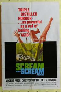 t755 SCREAM & SCREAM AGAIN one-sheet movie poster '70 Vincent Price, wild!