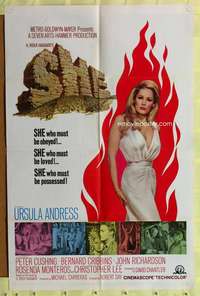 t756 SHE one-sheet movie poster '65 Hammer, Ursula Andress, Cushing