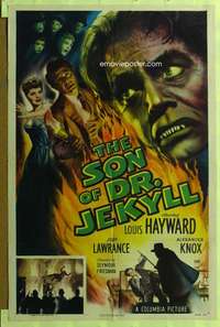 t767 SON OF DR JEKYLL one-sheet movie poster '51 Louis Hayward, horror!