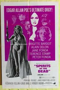 t770 SPIRITS OF THE DEAD one-sheet movie poster '69 Fellini, sexy Bardot!