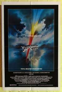 t781 SUPERMAN int'l one-sheet movie poster '78 Chris Reeve, Bob Peak art!