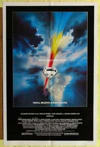 t782 SUPERMAN one-sheet movie poster '78 Bob Peak shield artwork style!