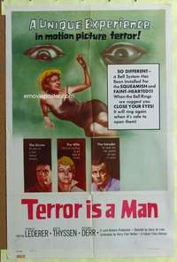 t793 TERROR IS A MAN one-sheet movie poster '59 H.G. Wells, horror!