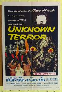 t808 UNKNOWN TERROR one-sheet movie poster '57 explore the secrets of HELL!