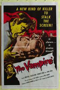 t810 VAMPIRE one-sheet movie poster '57 it claws, it drains blood!
