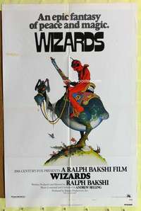 t827 WIZARDS style A one-sheet movie poster '77 Bakshi, William Stout art!