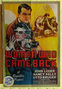 t828 WOMAN WHO CAME BACK one-sheet movie poster '45 John Loder, Nancy Kelly