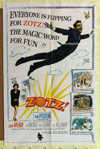 t832 ZOTZ one-sheet movie poster '62 William Castle, sci-fi comedy!