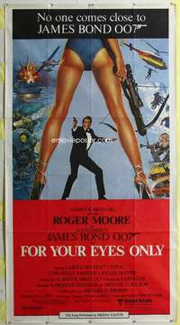 w098 FOR YOUR EYES ONLY int'l three-sheet movie poster '81 Moore as James Bond!