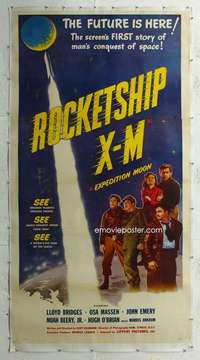 w008 ROCKETSHIP X-M linen three-sheet movie poster '50 Lloyd Bridges, sci-fi!