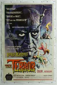 w013 TERROR linen 40x60 movie poster '63 Boris Karloff, Nicholson