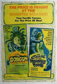 w312 GORGON/CURSE OF THE MUMMY'S TOMB 40x60 movie poster '64 horror!