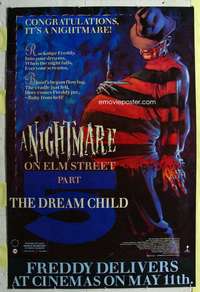 w317 NIGHTMARE ON ELM STREET 5 40x60 movie poster '89 pregnant Freddy!