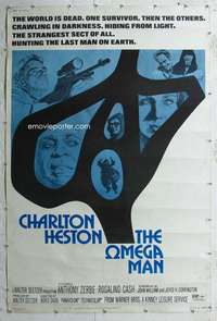 w318 OMEGA MAN 40x60 movie poster '71 Charlton Heston, zombies!