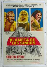 w222 PLANET OF THE APES linen Argentinean movie poster '68 Heston