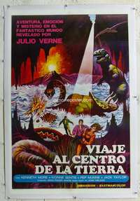 w224 WHERE TIME BEGAN linen Argentinean movie poster '76 dinosaurs!