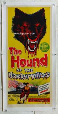 w018 HOUND OF THE BASKERVILLES linen Australian daybill movie poster '59