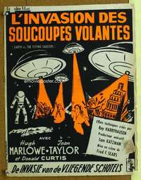w084 EARTH VS THE FLYING SAUCERS Belgian movie poster '56 classic!