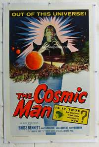 w243 COSMIC MAN linen one-sheet movie poster '59 wild creatures from space!