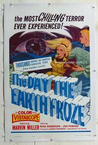 w247 DAY THE EARTH FROZE linen one-sheet movie poster '59 chilling terror!