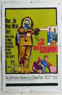 w250 EARTH DIES SCREAMING linen one-sheet movie poster '64 Terence Fisher