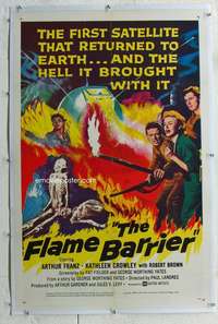 w251 FLAME BARRIER linen one-sheet movie poster '58 Arthur Franz, sci-fi!