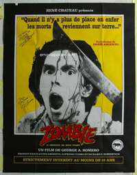 w132 DAWN OF THE DEAD signed French one-panel movie poster '78 Romero, Savini