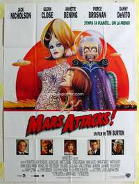 w135 MARS ATTACKS French one-panel movie poster '96 Jack Nicholson, Burton