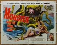 w066 MONSTER FROM THE OCEAN FLOOR half-sheet movie poster '54 great image!