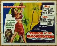 w076 TERROR OF THE BLOODHUNTERS half-sheet movie poster '62 sexy captive!