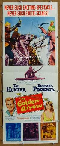 w027 GOLDEN ARROW insert movie poster '63 Tab Hunter, Rossana Podesta