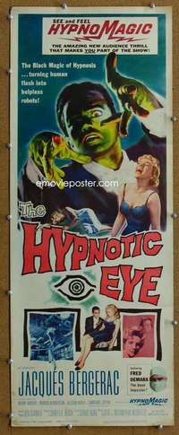 w030 HYPNOTIC EYE insert movie poster '60 Jacques Bergerac, hypnosis!