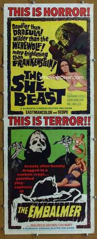 w038 SATAN'S SISTER/EMBALMER insert movie poster '66 She Beast!