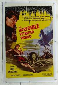 w255 INCREDIBLE PETRIFIED WORLD linen one-sheet movie poster '59 sexy Coates