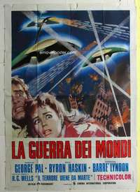 w142 WAR OF THE WORLDS Italian two-panel movie poster R73 classic sci-fi!
