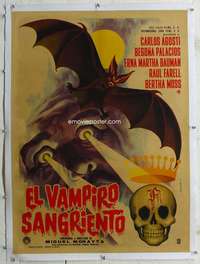 w228 EL VAMPIRO SANGRIENTO linen Mexican movie poster '63