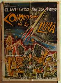 w209 CONQUISTADOR DE LA LUNA Mexican movie poster '60 wild!