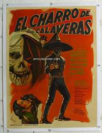 w226 EL CHARRO DE LAS CALAVERAS linen Mexican movie poster '65