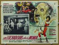 w157 DOCTOR OF DOOM Mexican movie lobby card '63 female wrestling!