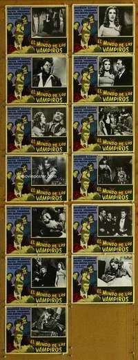 w199 EL MUNDO DE LOS VAMPIROS 13 movie lobby cards '61 Mexican horror!