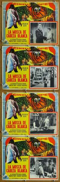 w159 FLY 4 Mexican movie lobby cards '58 Vincent Price classic sci-fi!
