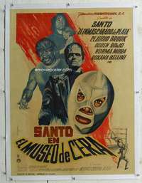 w232 SANTO EN EL MUSEO DE CERA linen Mexican movie poster '63